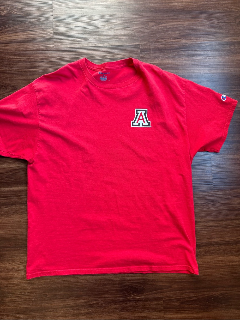 Champion Red Crewneck T-Shirt with University A Patch
